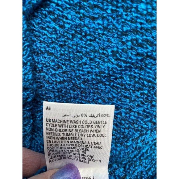 Karen Scott Petite Cardigan Sweater Top Women's‎ PXS Blue Black Marled Buttons - Picture 9 of 10